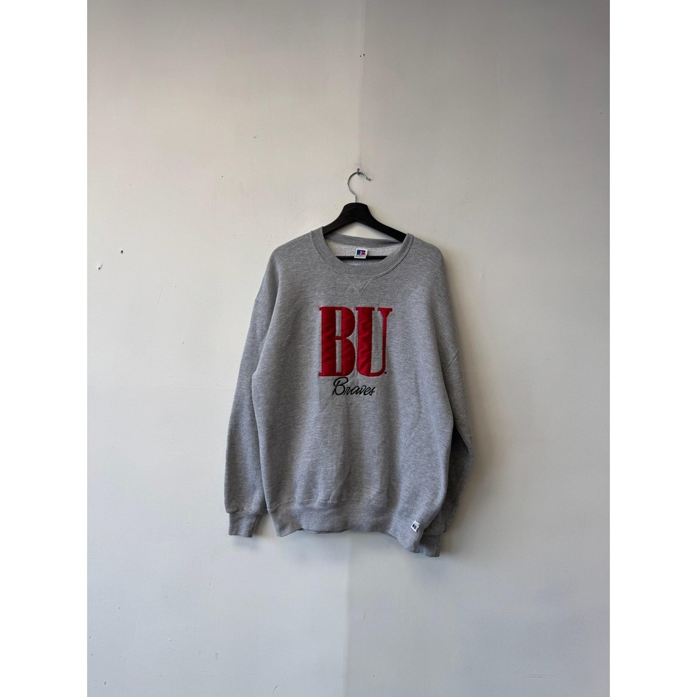 Vintage Bradley Braves Sweatshirt Large Gray College NCAA Russell Athletic 90s